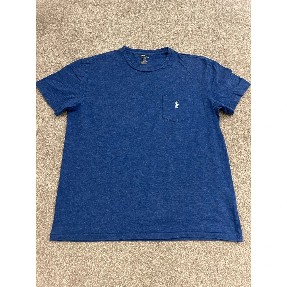 Polo Ralph Lauren Pocket T-Shirt Mens Large Blue Excellent Stretch Cotton Tee